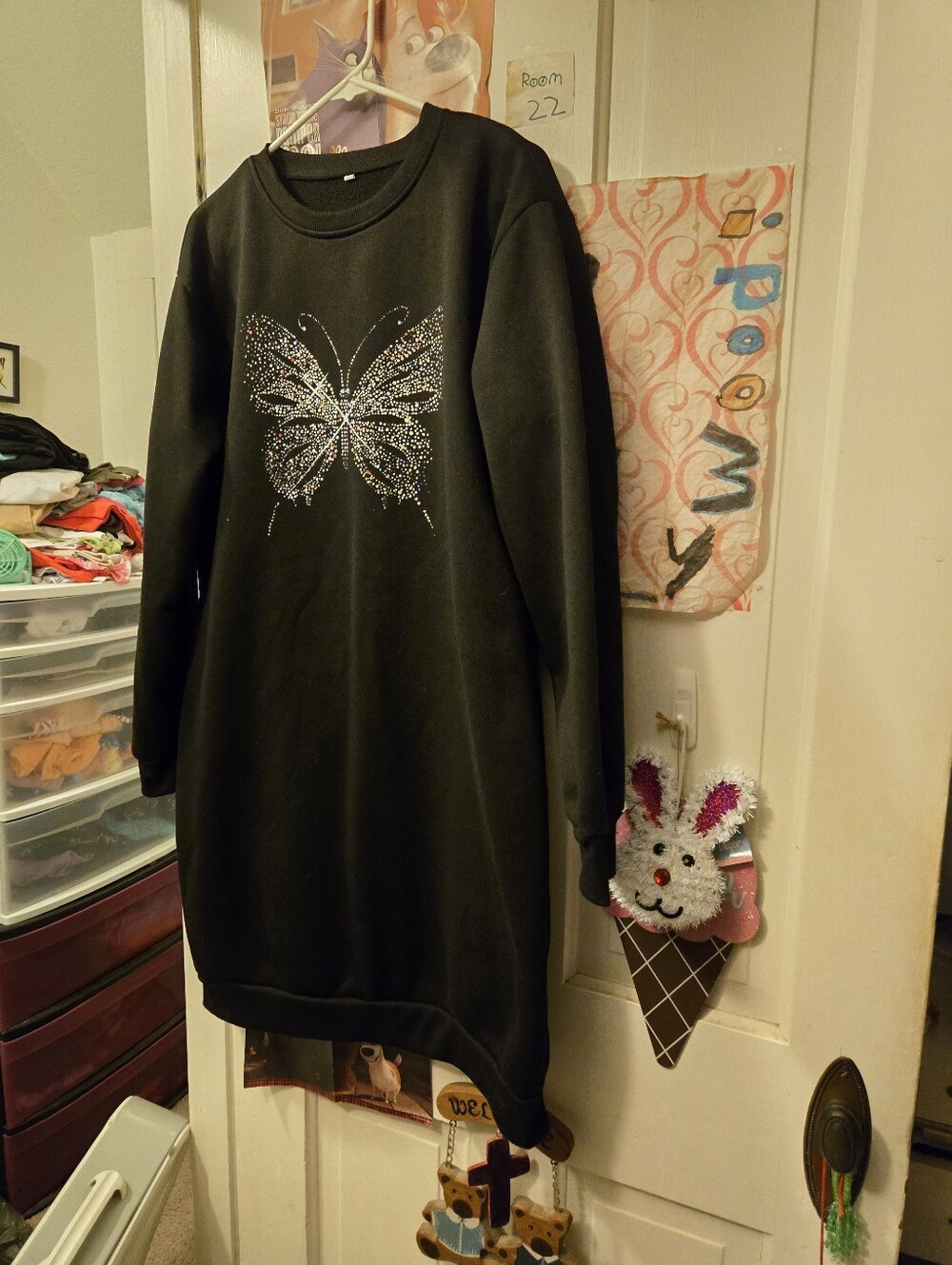 Black Butterfly Sweatshirt Dress